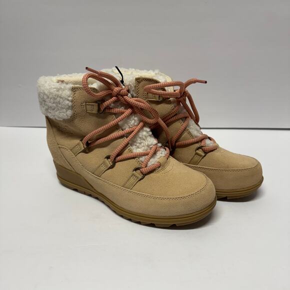 Sorel Womens Evie Cozy Ankle Lace Wedge Bootie Ceramic Paradox Waterproof Size 9 - Picture 1 of 8